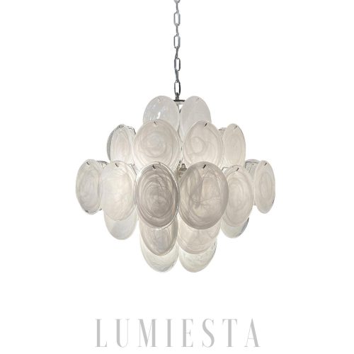 wm_767139502573326594.jpg Lampa wisząca vintage Murano biały szklany żyrandol 49cm