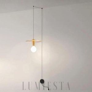 Nowoczesna lampa wisząca złota minimalistyczna styl loftowy