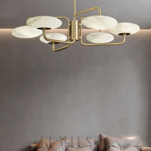 Nowoczesny żyrandol marmurowy 82 cm, złoto-biały