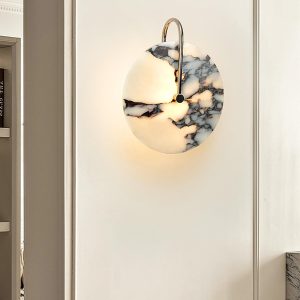 Elegancki okrągły kinkiet marmurowy 25cm biały ciepła