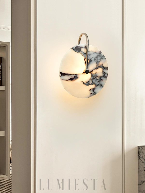 Elegancki okrągły kinkiet marmurowy 25cm biały ciepła