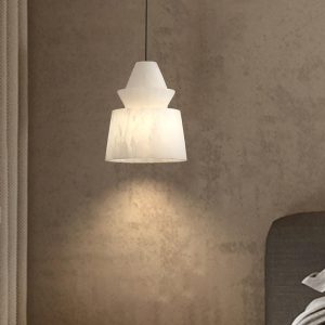 Nowoczesna lampa wisząca z alabastru Ø18 cm, biała