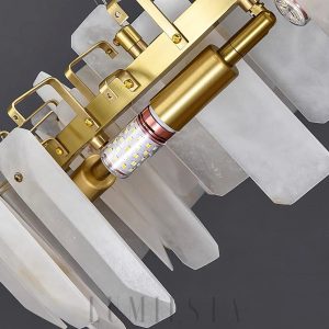 Noah - lampa wisząca okrągła w stylu alabastrowym