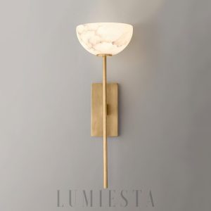 Cup - Lampa ścienna Alabaster stylowa biało złota 16cm 52cm