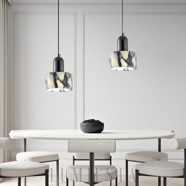 Luksusowa okrągła lampa wisząca z marmuru 12cm 44cm