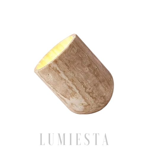 Lampa stołowa Cylinder Amidori z żółtego trawertynu 17cm