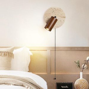 Miadi - Okrągła lampa ścienna z trawertynu, minimalistyczna