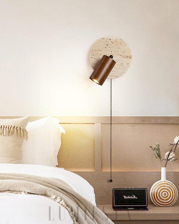 Miadi - Okrągła lampa ścienna z trawertynu, minimalistyczna