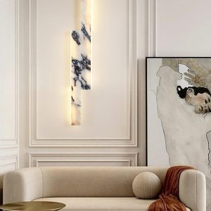 Elegancka prostokątna lampa ścienna marmurowa LED