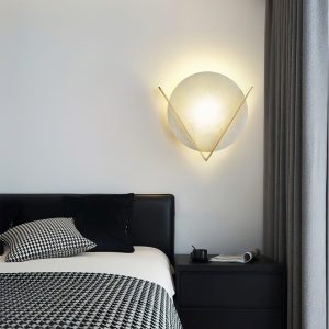 Victory V - Alabastrowa okrągła 23 cm — ciepłe światło