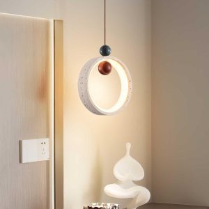 Orvion - Stylowa Lampa Wisząca Okrągła Beżowa 20cm 24cm