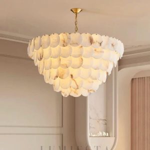 Multin - lampa wisząca w stylu alabastrowym z mosiądzu