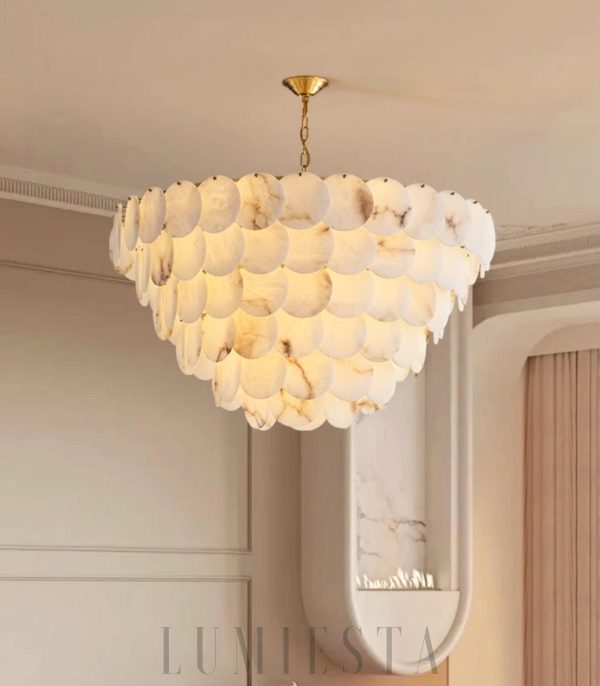 Multin - lampa wisząca w stylu alabastrowym z mosiądzu