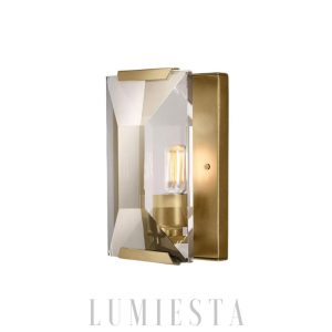 Java - Lampa ścienna szklana retro, oprawa mosiężna