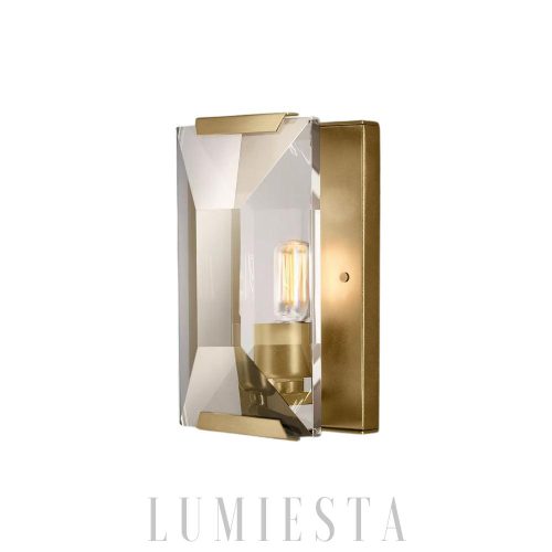 Java - Lampa ścienna szklana retro, oprawa mosiężna