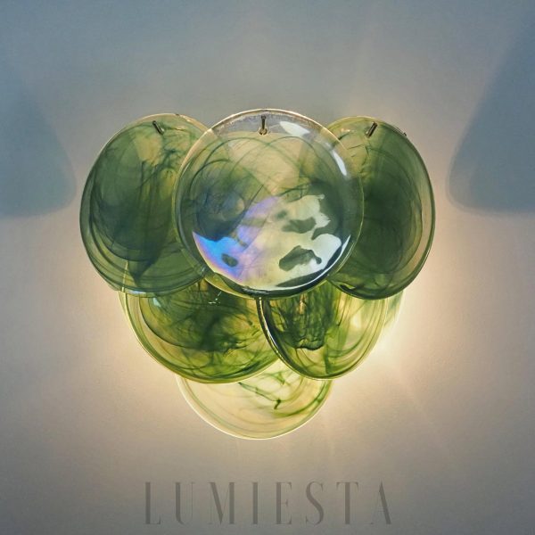 Murano Green - Zielona lampa ścienna z szklanymi dyskami