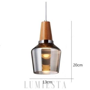 Lampa wisząca ze szkła i drewna w nowoczesnym stylu