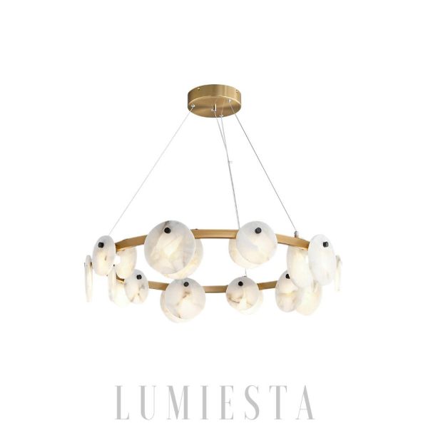 Berkeley - Alabastrowa lampa wisząca, okrągła 60/80 cm