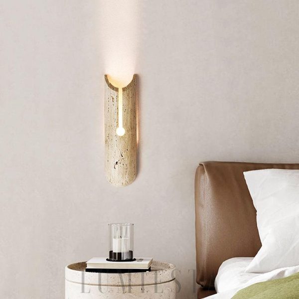 Byzantium - Lampa ścienna cylindryczna beżowa trawertyn 35cm