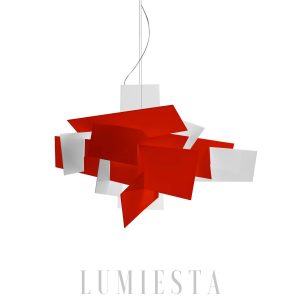Lampa wisząca Big Bang nowoczesna biało-czerwona 65/91 cm