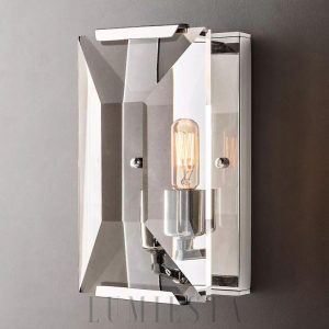 Java - Lampa ścienna szklana retro, oprawa mosiężna