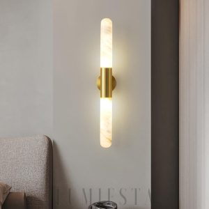 Sulawesi - Cylindryczna lampa ścienna z alabastru 65 cm
