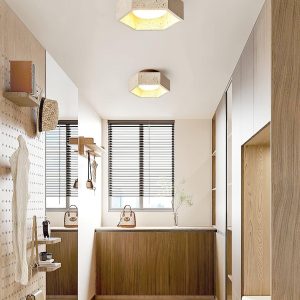 Plafon sufitowy sześciokątny z trawertynu 17cm beżowy