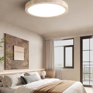 Horizon - Lampa sufitowa trawertynowa, okrągły plafon do salonu,  Ø38/48/58 cm