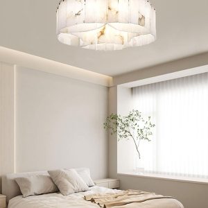 Zenith - Nowoczesna lampa sufitowa alabastrowa, złota 55 cm