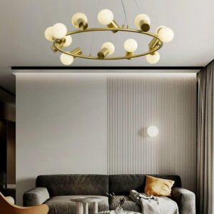 Raechelle - Mosiężny żyrandol Alabaster nowoczesny 70-85 cm