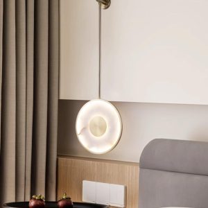 Sajama - Okrągła lampa ścienna z alabastrem, ciepłe/zimne