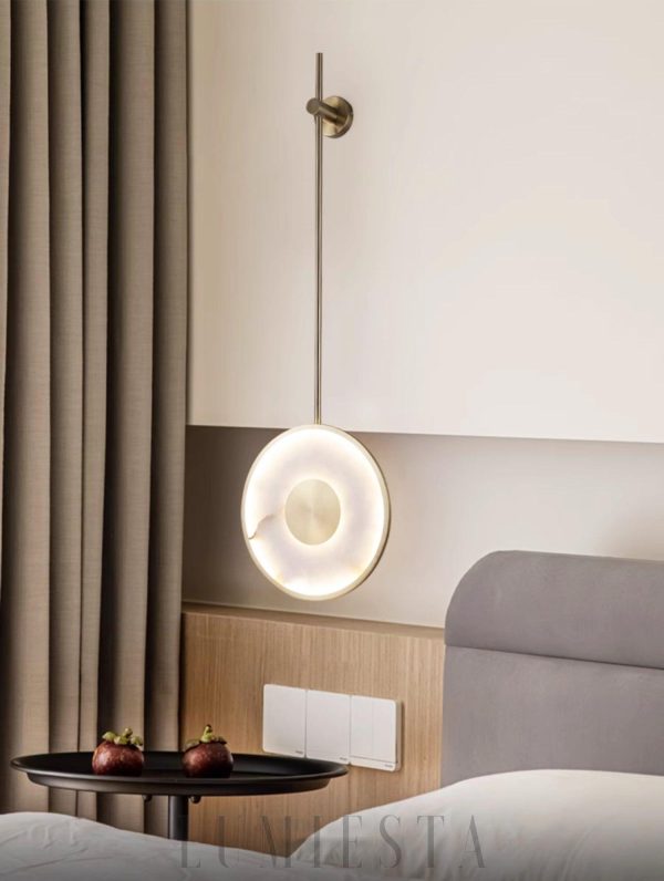 Sajama - Okrągła lampa ścienna z alabastrem, ciepłe/zimne