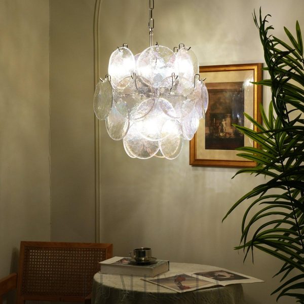 wm_8207364485797641467.jpg Lampa wisząca Vintage Murano z irydyzującym szkłem 45cm