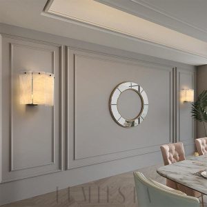 Corsair - Lampa ścienna z marmurowymi panelami złota