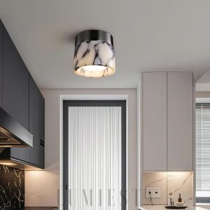 Lampa sufitowa cylinder marmur 12cm x13cm Czarny Biały