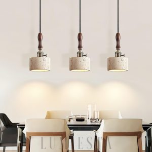 Lampa cylinderowa trawertyn beżowy złoty elegancka 12cm 22cm