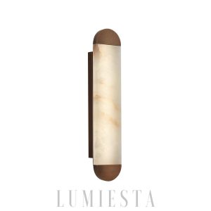 Luksusowy alabastrowy kinkiet cylindryczny 12x100 cm ciepła