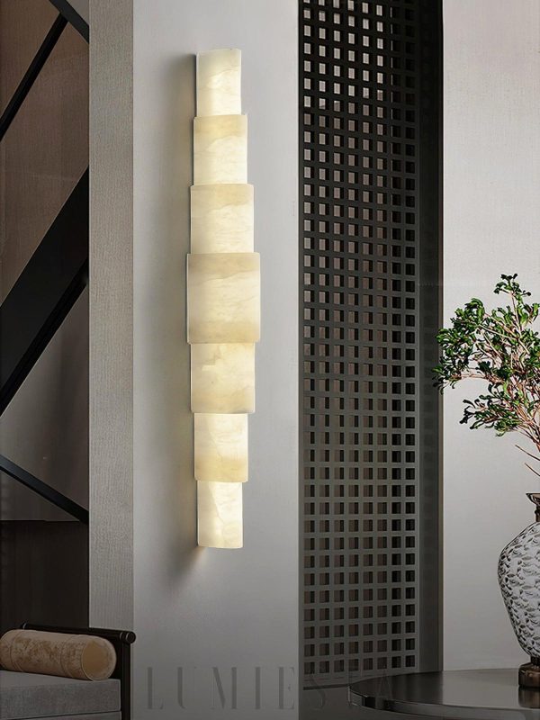 Alba - Biała lampa ścienna z alabastru, półcylindryczna