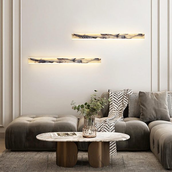 Elegancka prostokątna lampa ścienna z marmuru 60 90 120 cm