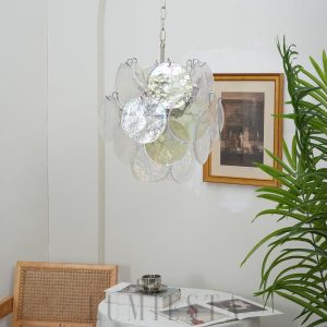 wm_8399930227715514797.jpg Lampa wisząca Vintage Murano z irydyzującym szkłem 45cm