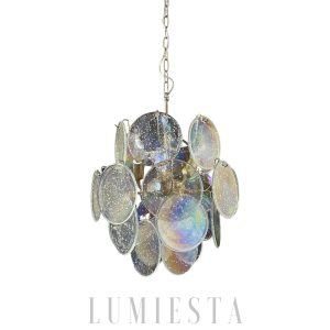 wm_8442539299094231369.jpg Lampa wisząca Vintage Murano z irydyzującym szkłem 45cm