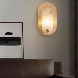 Harlan - Nowoczesna lampa ścienna alabastrowa w mosiądzu