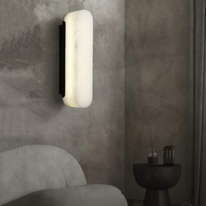 Paine - Luksusowa pionowa lampa ścienna z białego alabastru