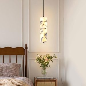 Astra - Marmurowa lampa sufitowa cylinder 6x28cm biało czarna