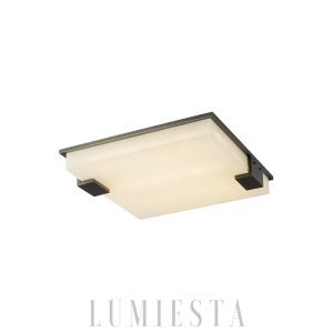 Lyra - Stylowa Czarna Kwadratowa Lampa Sufitowa z Alabastru