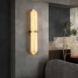 Kinkiet alabastrowy Obelisk 80cm luksusowe ciepłe światło