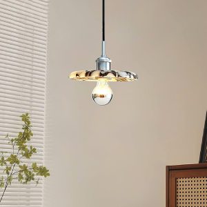 Okrągła lampa wisząca marmurowa chromowana do jadalni