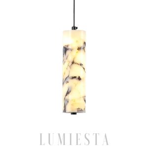 Astra - Marmurowa lampa sufitowa cylinder 6x28cm biało czarna