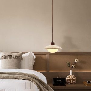 Noah - Lampa wisząca z trawertynu i szkła, Ø25cm, do kuchni, skandynawska