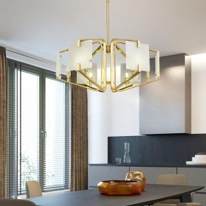 Luksusowy żyrandol alabastrowy w stylu nowoczesnym Mosiądz